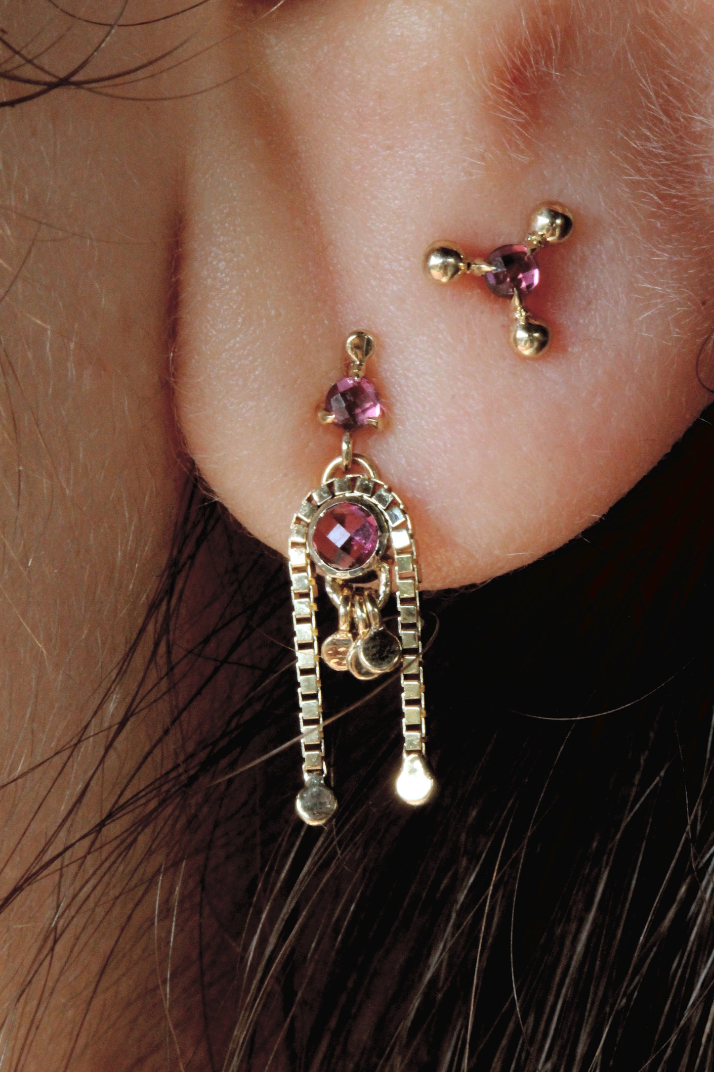 Grape Garnet Veil Earring