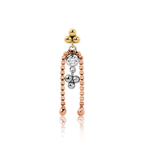 Tri-gold and Antique Diamond Veil Earring